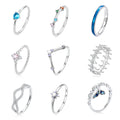 Wholesale Top Selling 925 Silver Rings Twisting Whale Tail Crown Ocean Blue Sun Wave Sapphire Zircon Girls Ring Jiangyuan