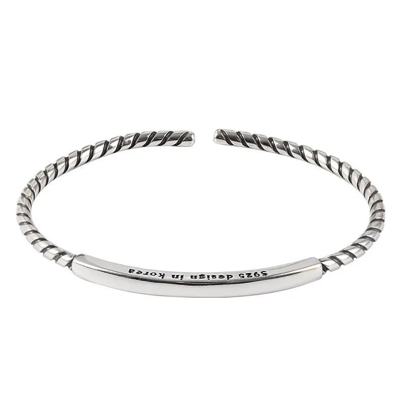 925 Sterling Silver Retro Geometric Bracelet Female Ins Niche Design Girlfriends Simple Temperament Personality Net Red