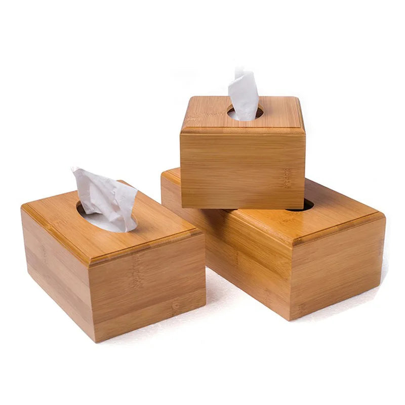 Wholesale Custom Bamboo Rectangular Wood Tissue Box Cover Bamboo Paper Napkin Box