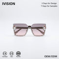 Diamonds Large Frame Rhinestone Sunglasses UV Protection Gradient Color Sunglasses