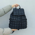 Keymay RTS Unisex Puffer Drawstring Backpack Bag Quilted Puffer Shoulder Bag Waterproof Soft Puffy Zipper Travel Gym Backpack