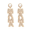 Popular Hot Sale Statement Jewelry Long Pearl Bead Diamante Mama Letter Earring for Mom