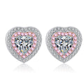 925 Sterling Silver Fashion Stud Earrings 18K White Gold Plated 1Carat Heart Cut Moissanite Stud Earrings for Women