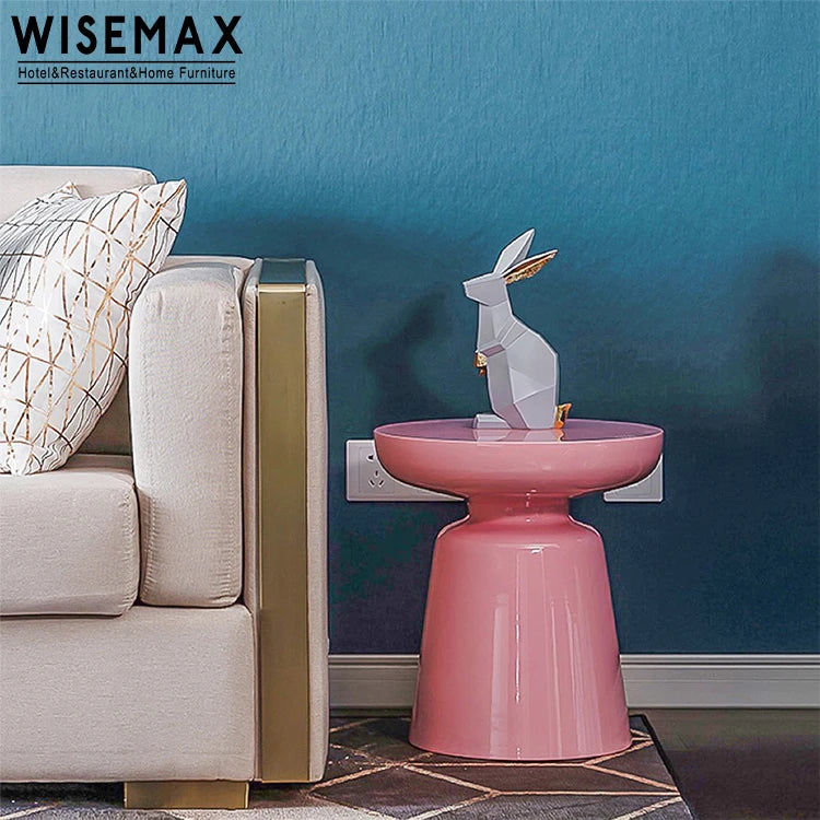 WISEMAX FURNITURE Hotel pink Bedroom Side Table Set Modern Living Room Furniture Small Round Sofa End Table Tea Table