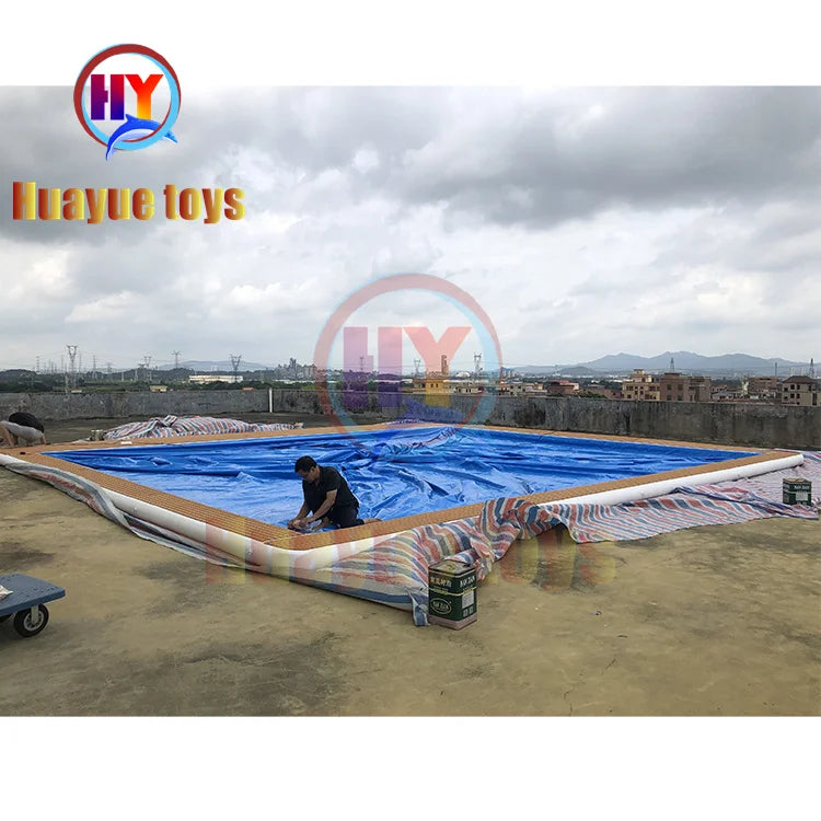 Floating Platform Island Swim Dock Water Inflatable Ocean Party Sea Pool with Teak Eva 2.2x1m 5-10 Passengers