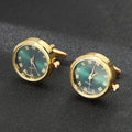 Men's Luxury Green Watch Cufflinks Stainless Steel Cuff Link Personalized Wedding Party Clock Cufflinks Watch for Men