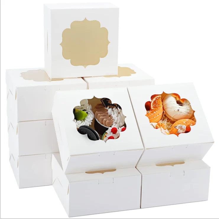Custom Printed Wedding Christmas Cookie Baking Packaging Mini Kraft Paper Cupcake Cake Boxes with Window