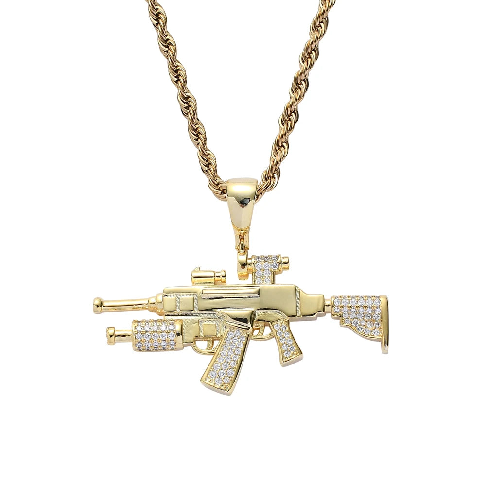 CN214  Brass Setting CZ  Pendant Iced Out Cubic Zircon Necklace Hip Hop Gift Jewelry Bling Bling