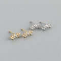 New Trendy 925 Sterling Silver 18k Gold Clustered Diamond Zircon Stud Earrings
