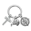 Promotional Gifts Travel Key Chain Holder Street Sign Camp Outdoor Camping Van Telescope Kerosene Lamp Compass Bag Key Chain
