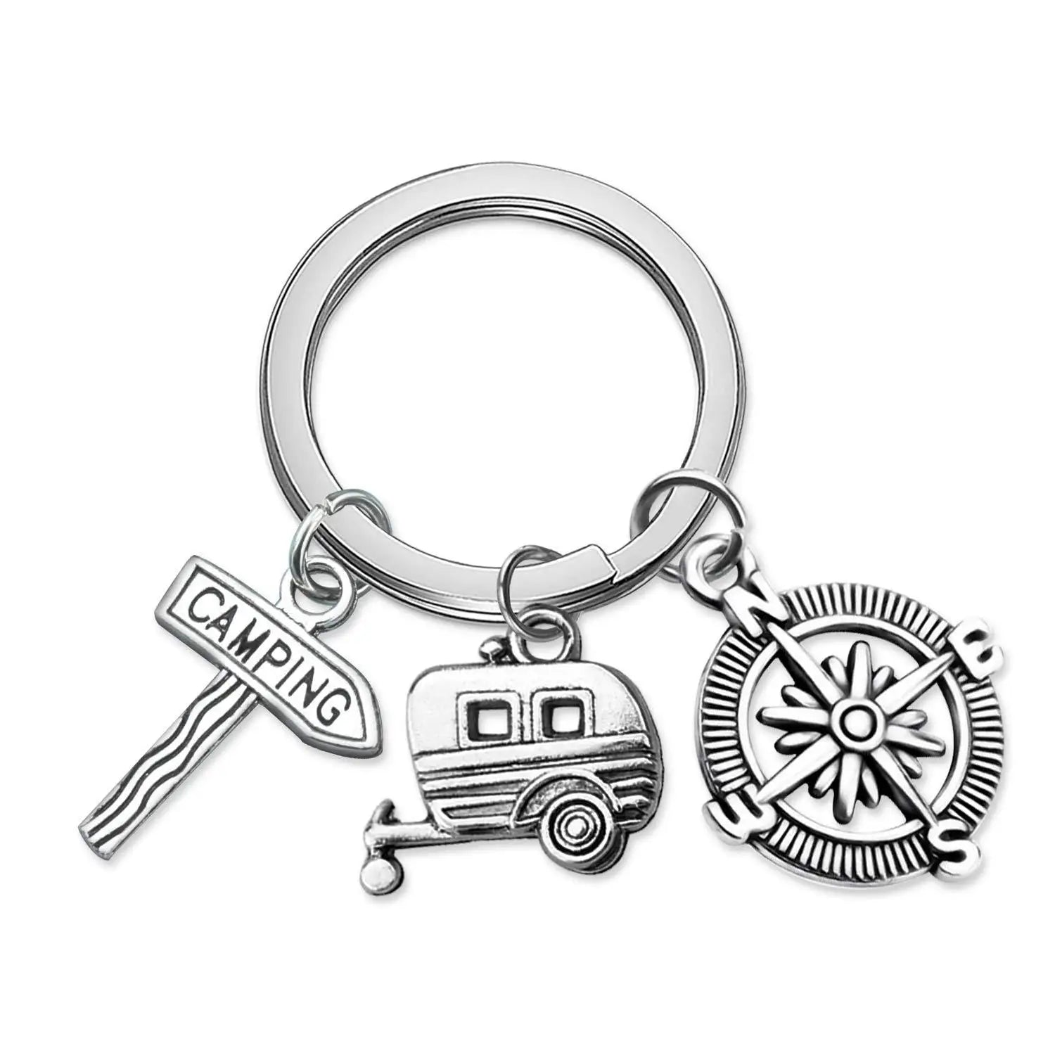 Promotional Gifts Travel Key Chain Holder Street Sign Camp Outdoor Camping Van Telescope Kerosene Lamp Compass Bag Key Chain