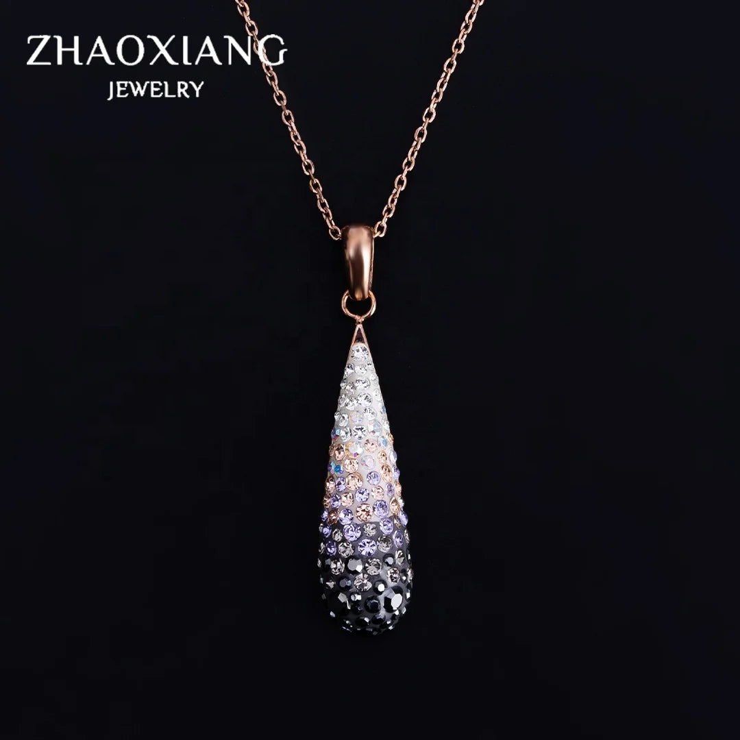 Water Drop Necklaces for Women Fashion Crystal Jewellery Gifts Party Anniversary Chain Wholesale Dropshipping Accept