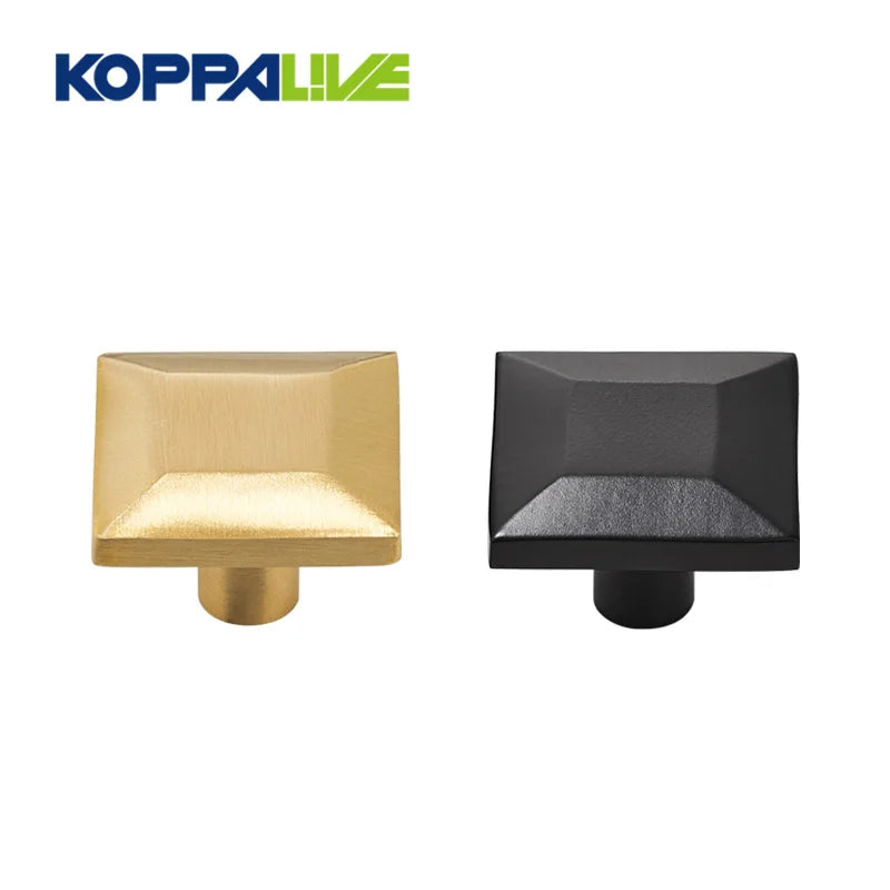 Koppalive Minimalist Small Solid Brass Square Drawer Knob Handle Black Flat Kitchen Cabinet Door Knobs