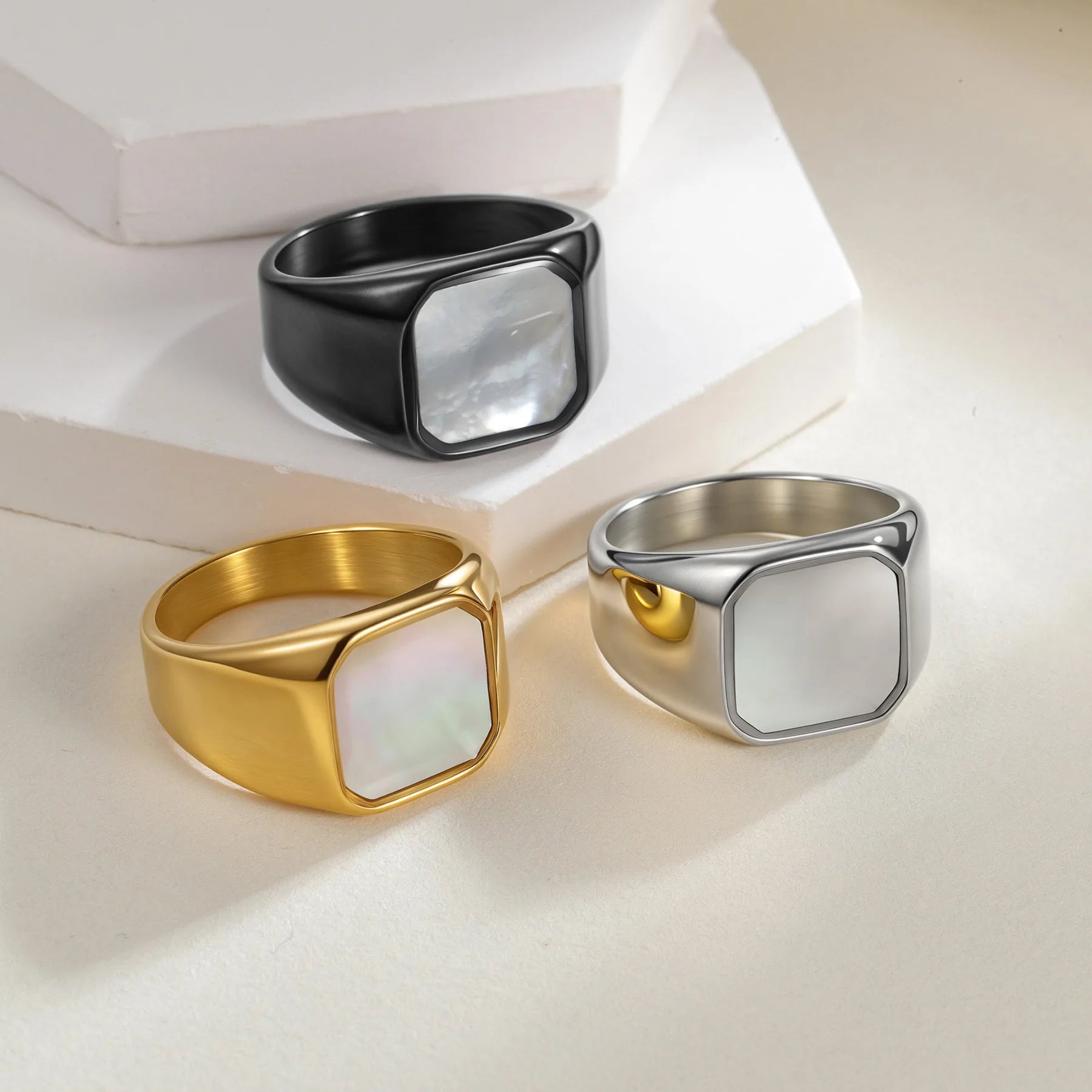 Fashionable Gemstone Rings for Men Popular Daily Couple Jewelry 316 Stainless Steel Accessories for Birthday Gifts