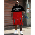 Men's Plus Size Color Block T-Shirt Set Classic Fit Fashion Casual Two-Piece Outfits