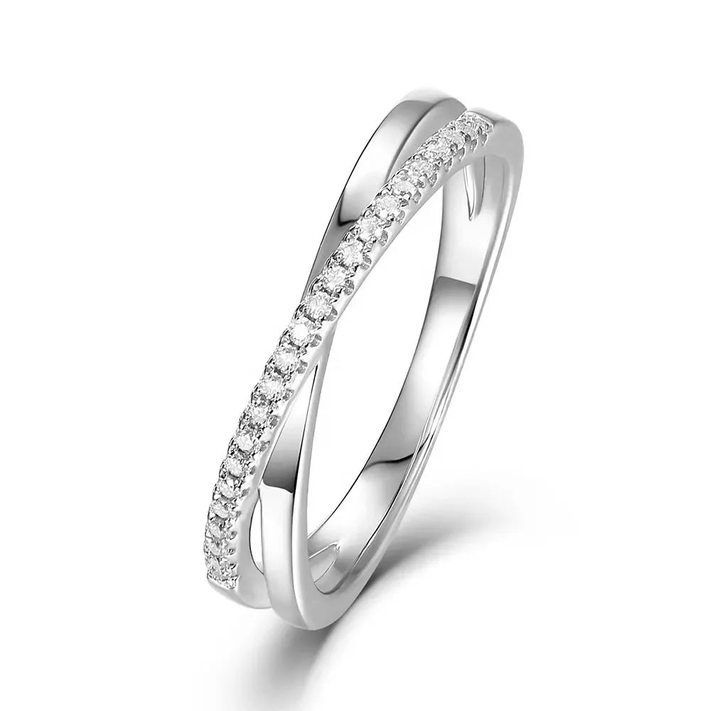 X Shape Row Ring Design VVS D Diamond 925 Silver Moissanite Ring