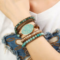 Handmade Natural Gemstone Beads Female Bracelets Square Glass Beads Beads Men Bohemian Ocean Jasper Bracelet 5 Wrap Bracelet