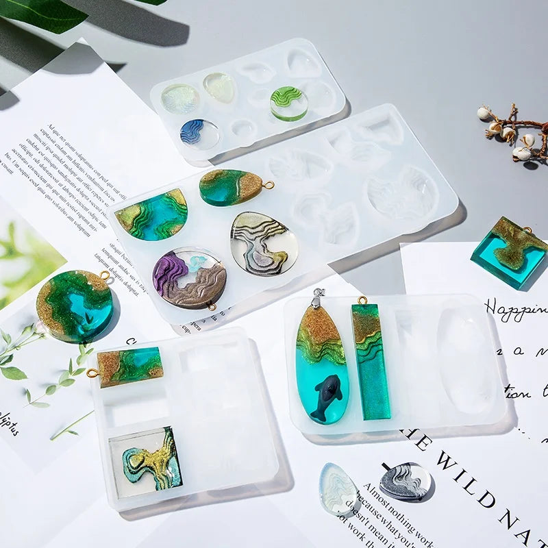 DIY Island Pendant Epoxy Resin Mold Silicone Earring Mold UV Resin Mold Jewelry Casting Craft Art