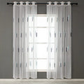Wholesale Pastoral Wheat Ears Embroidered White Tulle Living Room Window Decor Sheer Embroidery Curtains for Curtains Valances