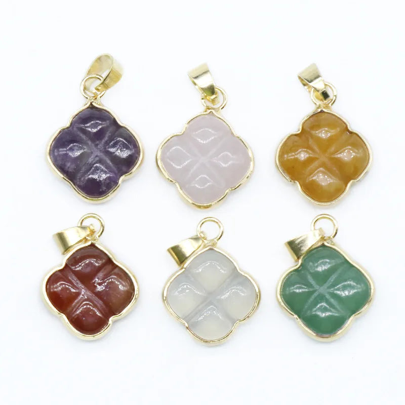 Huiying Wholesale natural healing crystal rose flower shape gemstones pendant jewelry Jewelry