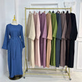 Mexizo Islamic Abaya Muslim Long Dress Turkey Causal Solid Color Simple Dress With Pocket Dubai Abaya Women's Dress