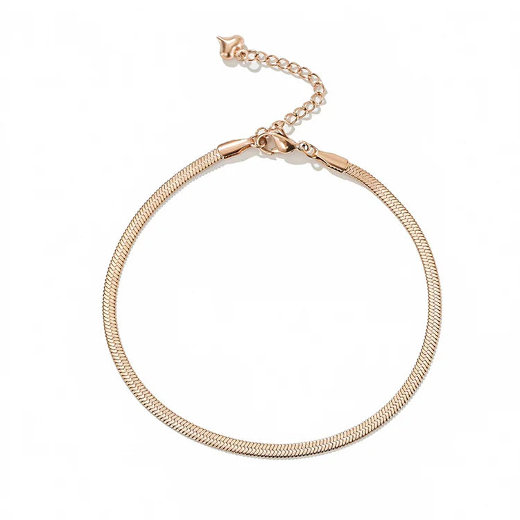 Hot Sale Fashion Jewelry Stainless Steel Waterproof Non Tarnish Anklets Dainty Charm Snake Chain Anklet