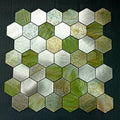 Jade Green Color Irregular Shape Modern Interior Wall Backsplash Self Adhesive Glossy Finish Glass Mix Aluminum 3mm Thickness
