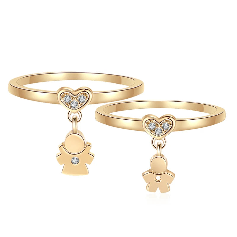 2022 Trendy Gemstone Rings 18K Gold Plated Brass ZIRCON Geometric Unisex Heart Jewelry for Boys Girls