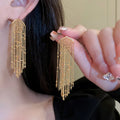 Vintage Elegant S925 Silver Needle Earrings Long Earrings Gold Plated Tassel Earrings for Women