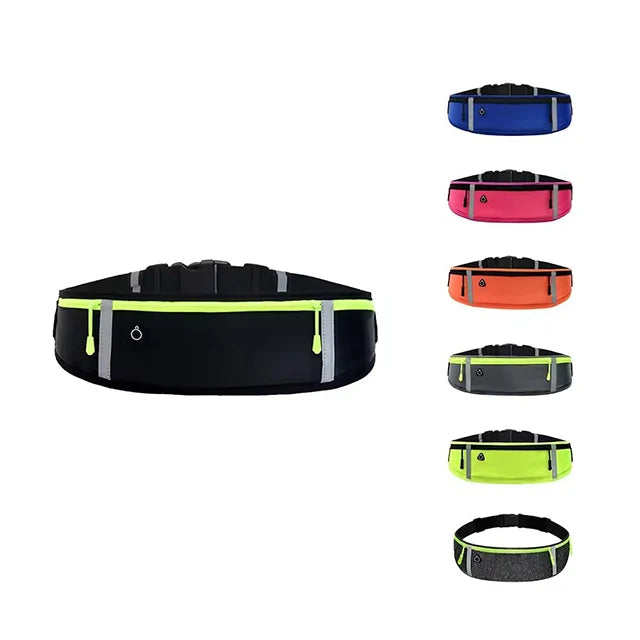 Unisex Reflective Small Nylon Waist Bag for Gym Fitness Outdoor Sports Running-Water Proof with Zipper Closure
