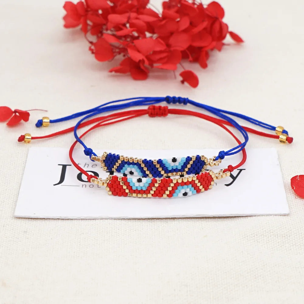Ethnic Style Geometric Jewelry Miyuki Seed Bead Evil Eye Bracelet Women