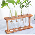 Scandinavian Wooden Frame Hydroponic Container Glass Test Tube Vase Dried Flower Home Decoration Table Vase