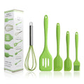 5 Piece Eco-Friendly Multi-Functional Baking & Pastry Spatula Set with Egg Whisk and Basting Brush for Kitchen Use