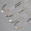 Miyuki Seed Rice Bead Heart Eye Freshwater White Pearl Pendant Necklaces Handmade Jewelry Custom Necklace