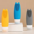 silicone  bottle leak proof and extrudable travel bottle toilet container refillable travel accessories with exfoliating brush