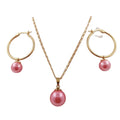 JX135 Hoop Earring Necklace Set 15 Different Pearl Colors 3 Different Hoop Sizes Ready to Ship MegaBDM