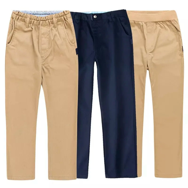 Custom Secondary School Uniform Khaki/Navy Pant Elastic Waist  Front Fly Primary School Uniforms School Boy Pant