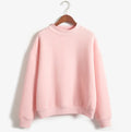 Women's Casual Loose Knit Coat with Solid Color Round Neck Thick Hood for Autumn-Winter Sweater