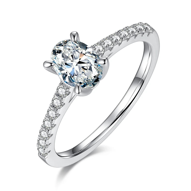 Pretty Design Delicate Oval Moissanite Engagement Ring Moissanite Oval Rings Gold for Women Girl Accessories Jewelry