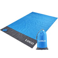 Custom Logo Foldable Picnic Blanket Sand Resistant Beach Mat Drawstring Pouch Ground Stakes for Summer Events