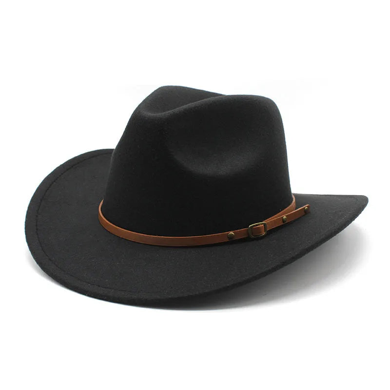 New Designer Black Cowboy Hard Hat Felt Fedora Hats Unisex Wholesale pink Cowboy Hats for Sale Cheap