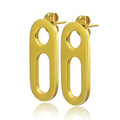 Geometric Stainless Steel Stud Earring for Women Gold Silver Color Hollow-out Pattern Double O Long Ears Stud Punk Jewelry