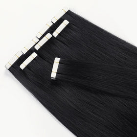 22 Inch Black Invisible Tape Hair Extension Straight Virgin 100% Remy Russian Double Drawn Tape in Hair Extensions 100human Hair