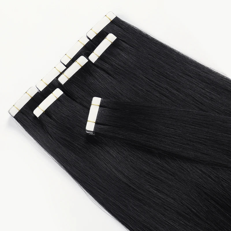 22 Inch Black Invisible Tape Hair Extension Straight Virgin 100% Remy Russian Double Drawn Tape in Hair Extensions 100human Hair