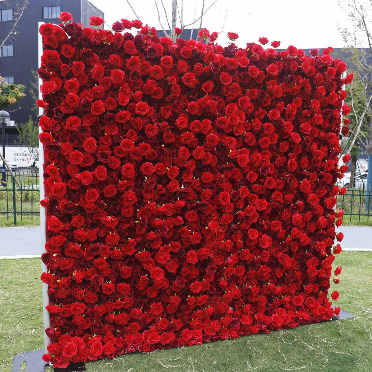 Wedding Red Rose Flower Wall Backdrop 5d Red Roses Artificial Flowers Panels Piece Wall Hanging Silk Flower Arrangement Panel