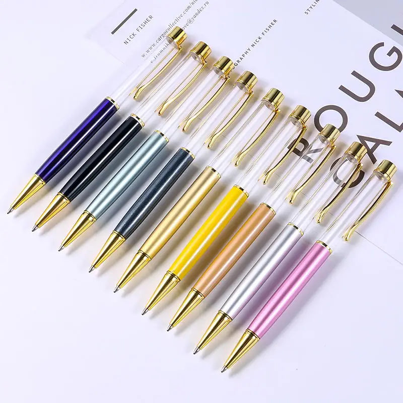 SHULI 2026 New Design Glitter Power Shell Crystal Dry Flower Filled Diy 3D Oil Pen Empty Tube Herbarium DIY Pen Blank