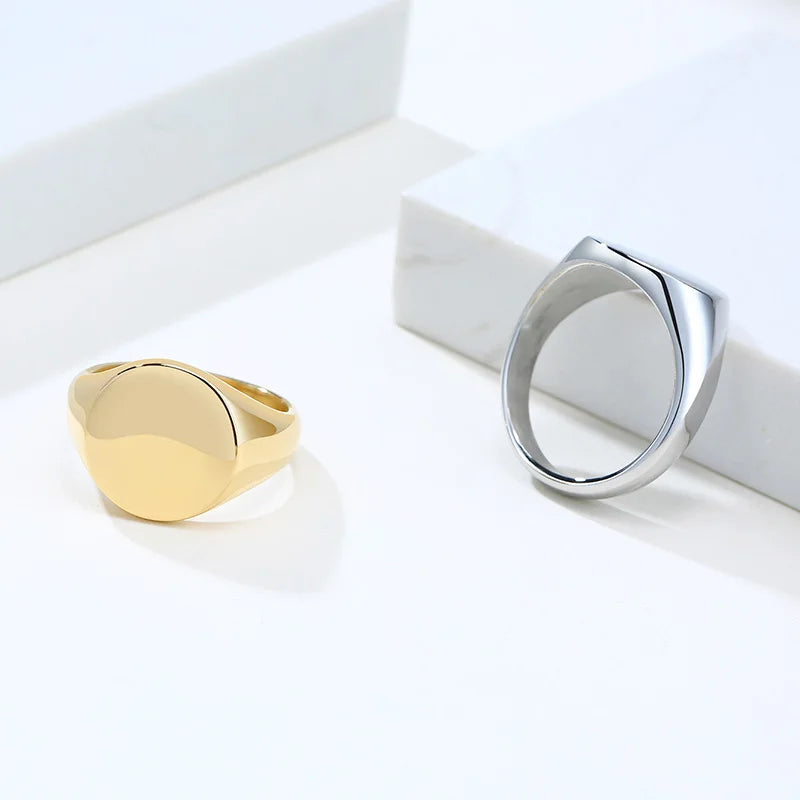 Simple Style Accessories Stainless Steel Geometrical Ring Fashion Round Gold 18k Rings Jewelry Women Girl Gift