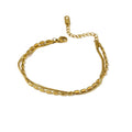 JINYOU 506 Waterproof Thin Double Chain 18k Gold Plated Bracelet Bangle Stainless Steel Simple Korean Jewelry Women MegaBDM