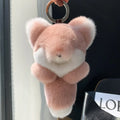 Trendy New Design Real Rex Rabbit Fur Big Size Fox Plush Keychain Colorful Animal Bag Key Rings Bag Pendant for Girls and Kids