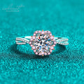 Silver 925 Original  1 Carat Excellent Cut Pass Diamond Test D Color Moissanite Pink Blossom Ring for Wedding Fine Jewelry